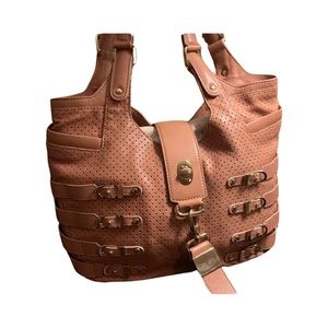 Jimmy Choo Shoulder Bag in Laser cut leather.